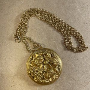 Gold brooch locket on chain